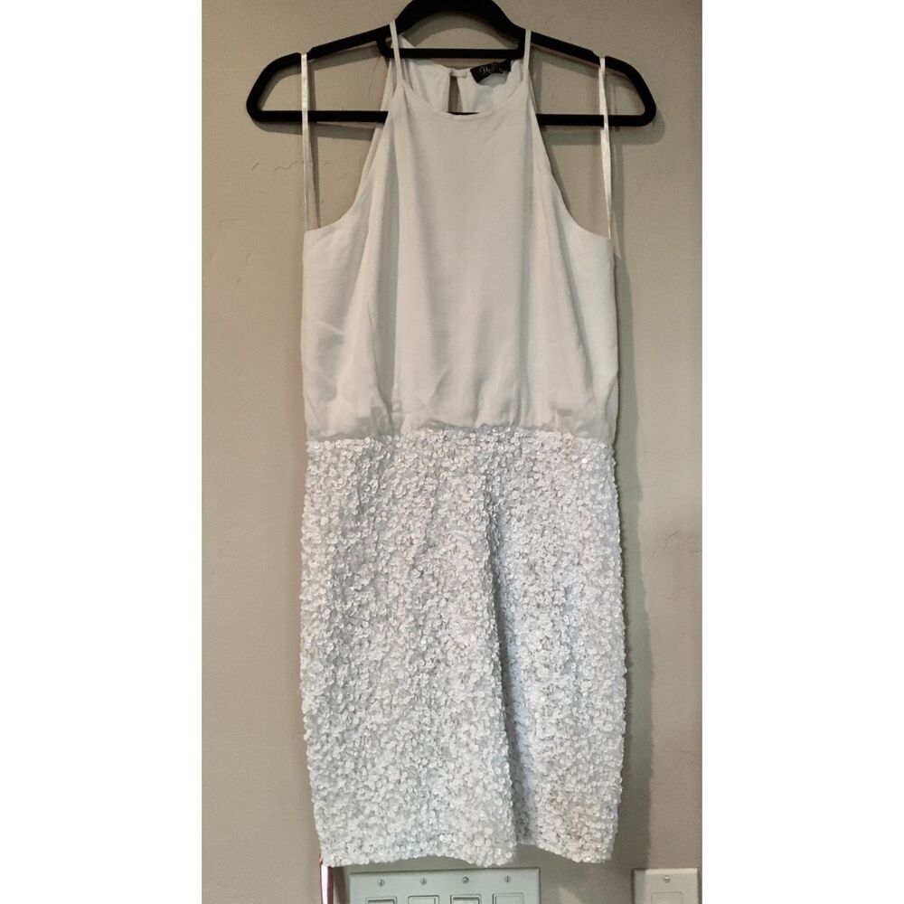 Parker Black Farrow Ivory Halter-Neck Mini Dress